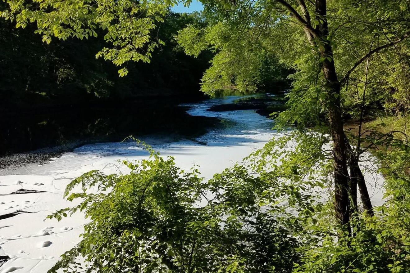 Firefighting foam that spilled into the Farmington River last month.